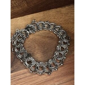 7.25" Vintage Multi Link Starter Charm Bracelet Sterling Silver 925 21.8 Grams